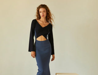 color-blocked winter dress