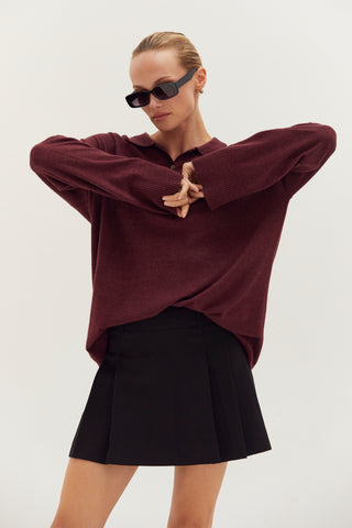 Heather Polo Sweater Top