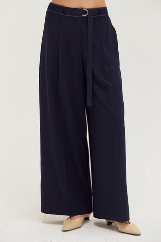 Kaia Contrast Stitch Belted Trousers