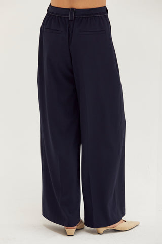 Kaia Contrast Stitch Belted Trousers