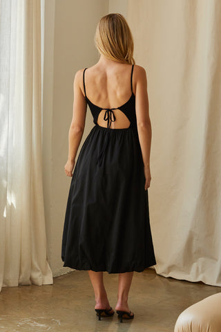 Adriana Mixed Media Bubble Skirt Midi Dress