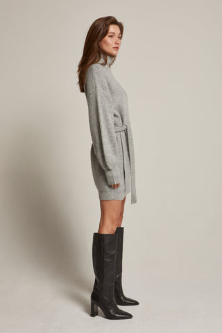Audrina Turtleneck Belted Mini Sweater Dress
