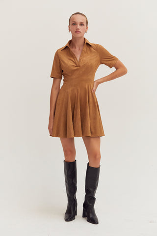 Kenya Fit and Flare Polo Suede Mini Dress