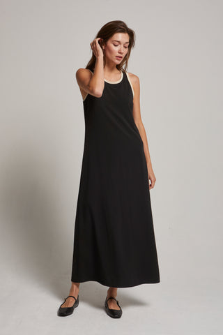 Maeve Suede Trim Chiffon Maxi Dress