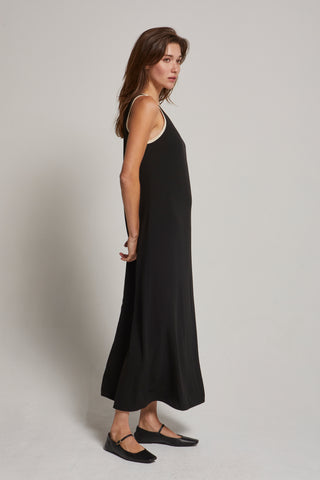 Maeve Suede Trim Chiffon Maxi Dress