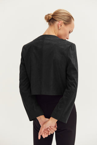 Lenny Suede Collarless Cropped Jacket
