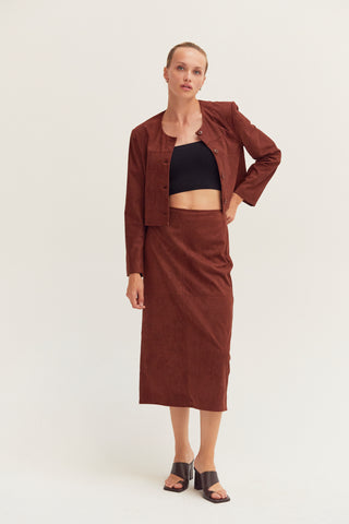 Lenny Suede Pencil Midi Skirt