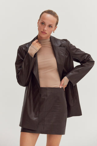 Vianna Vegan Leather Column Mini Skirt