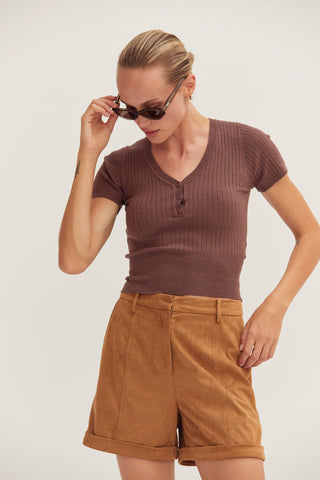 Lori Suede Cuffed Shorts