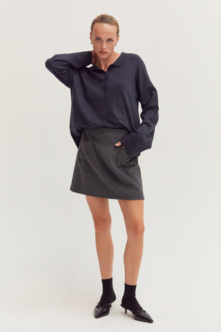 Heather Polo Sweater Top