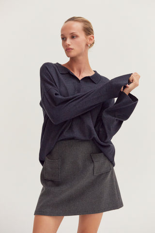 Heather Polo Sweater Top