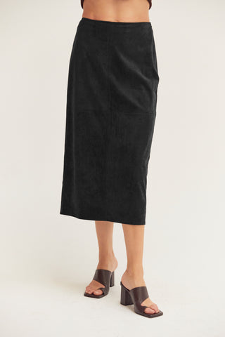 Lenny Suede Pencil Midi Skirt