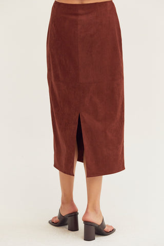 Lenny Suede Pencil Midi Skirt