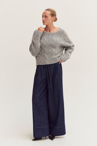 Bella Chambray Wide Leg Pants