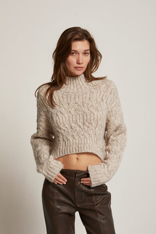 Lena Mock Neck Cropped Sweater