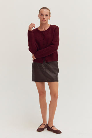 Vianna Vegan Leather Column Mini Skirt