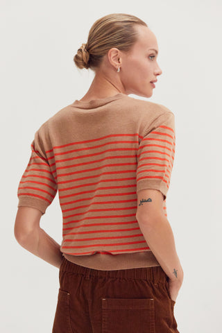Olivia Stripe Short Sleeve Sweater Top