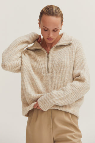 Jae Half-Zip Funnel Neck Sweater