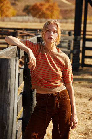 Olivia Stripe Short Sleeve Sweater Top