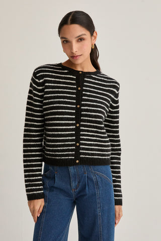 Eliza Crew Neck Striped Cardigan