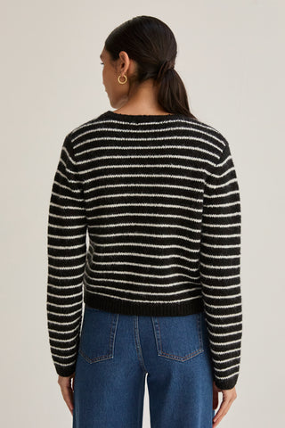 Eliza Crew Neck Striped Cardigan