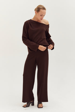 Dulce One Shoulder Top & Flowy Pants Two Piece Set