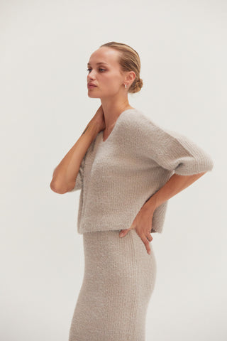 June Fuzzy Top and Midi Skirt Set