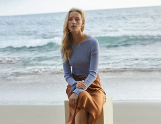spring sweater and skirt outfit