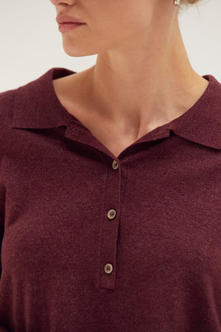 Heather Polo Sweater Top