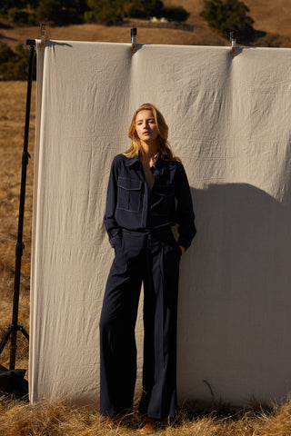 Kaia Contrast Stitch Utility Shirt