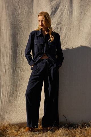 Kaia Contrast Stitch Utility Shirt