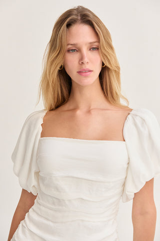 Camila Puff Sleeves Ruched Mini Dress