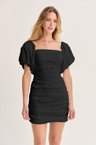 Camila Puff Sleeves Ruched Mini Dress