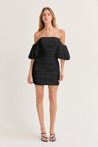 Camila Puff Sleeves Ruched Mini Dress