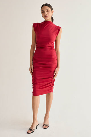 Mariah Side Ruched Knit Midi Dress