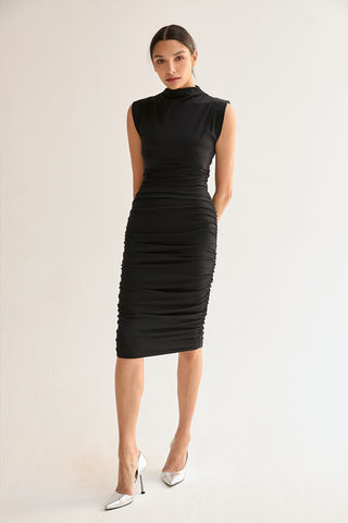 Mariah Side Ruched Knit Midi Dress