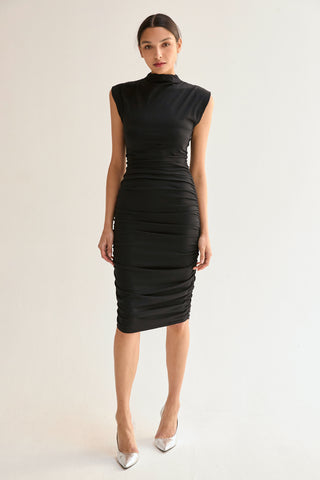 Mariah Side Ruched Knit Midi Dress