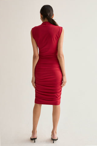 Mariah Side Ruched Knit Midi Dress