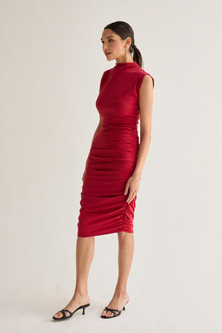 Mariah Side Ruched Knit Midi Dress