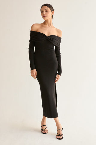 Ember Off Shoulder Sweater Dress - Crescent Clothing Ember Off Shoulder Sweater Dress - Crescent Clothing