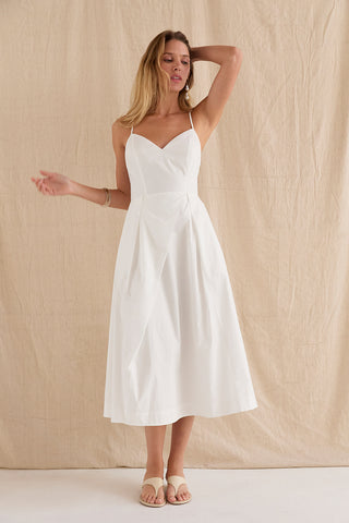 Eunice V-neck Poplin Midi Dress