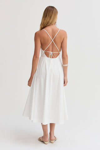 Eunice V-neck Poplin Midi Dress