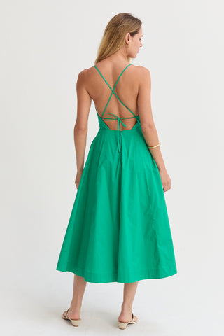 Eunice V-neck Poplin Midi Dress