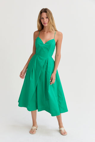Eunice V-neck Poplin Midi Dress
