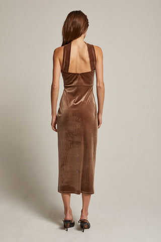Ciara Halter Neck Velvet Tube Midi Dress