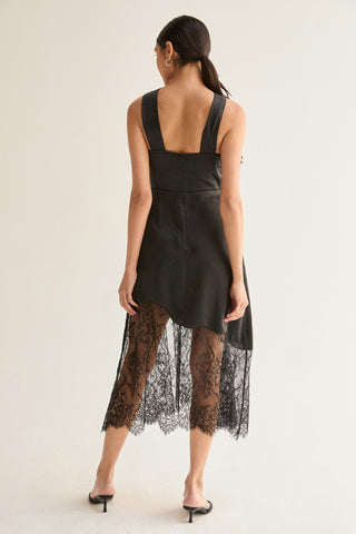 Lora Lace Hem Satin Halter Midi Dress