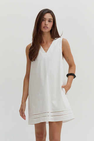 Reese Lattice Trim Poplin Mini Dress