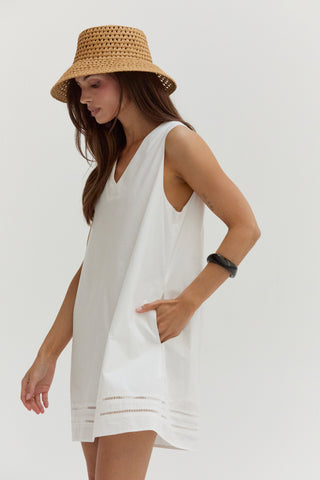 Reese Lattice Trim Poplin Mini Dress