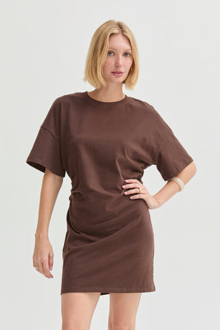 Erin Elbow Sleeve Ruched T-shirt Mini Dress