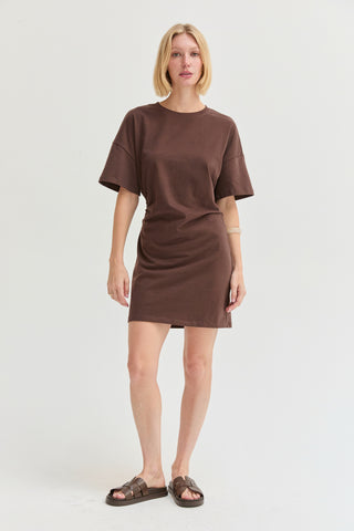 Erin Elbow Sleeve Ruched T-shirt Mini Dress